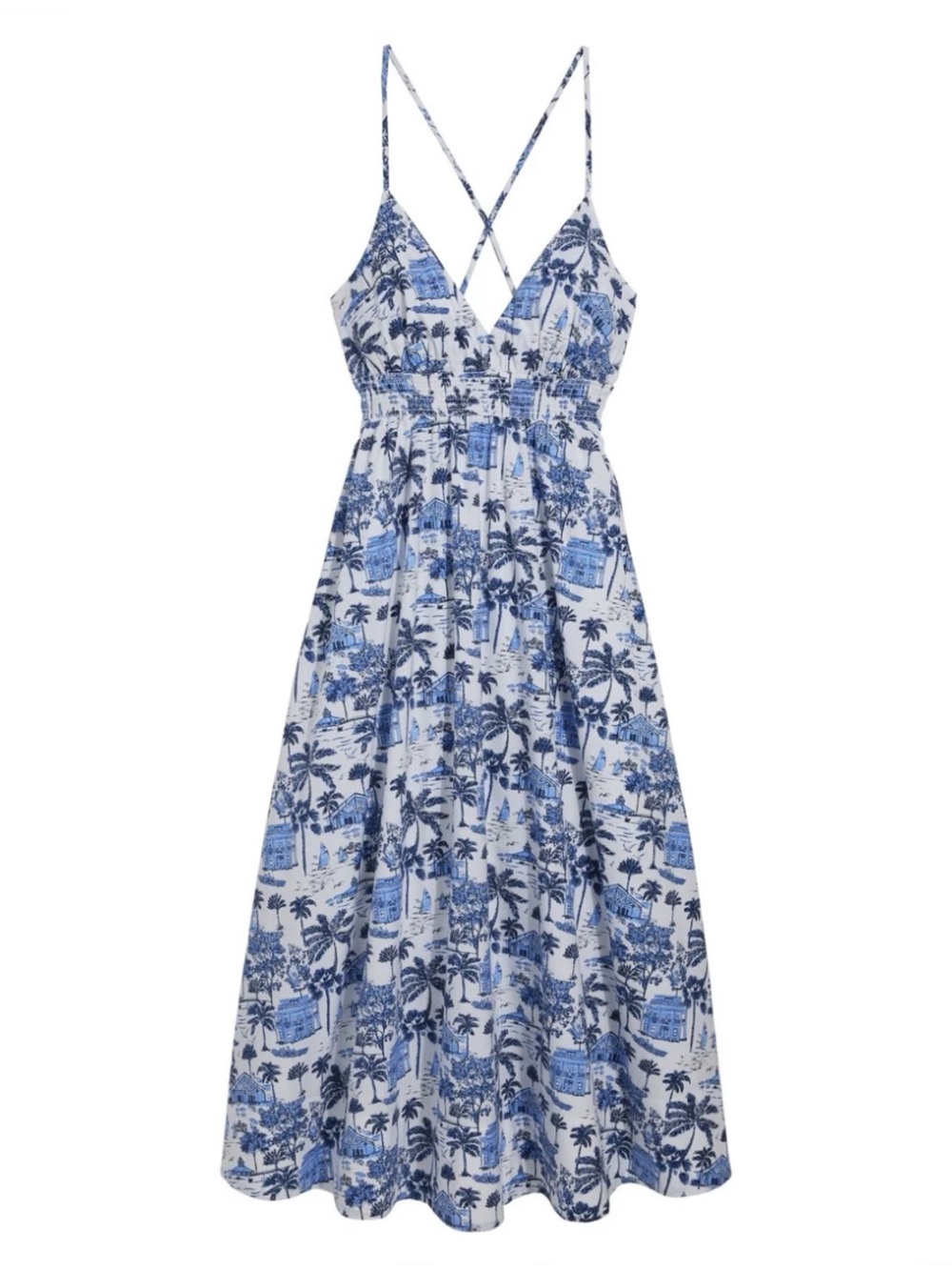 Vineyard Vines Blue and White Toile Maxi Dress